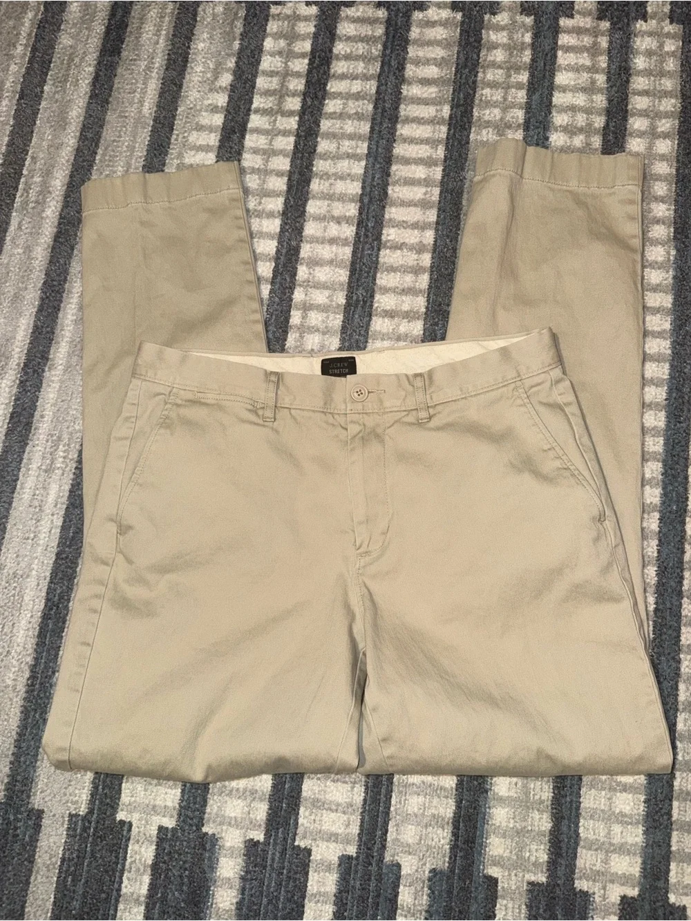 J.Crew Stretch Men's Classic Tan Khaki Chino Pants Size 32x32 Cotton Casual